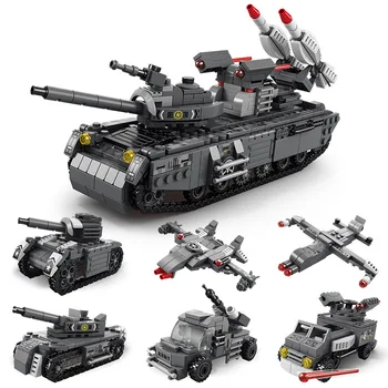 Серия гоночных автомобилей, военная полицейская машина, строительный блок, модель танка City 6 В 1, кирпичная игрушка для Рождественских подарков детям
