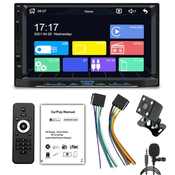 7-дюймовый Автомобильный Радиоприемник, совместимый с Bluetooth, Apple Carplay Android Auto Multimedia Player Mirrorlink Автомобильный MP5-плеер с Сенсорным экраном USB TF