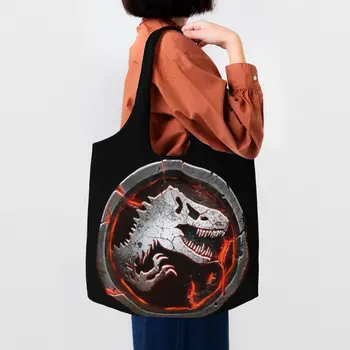 Многоразовая сумка для покупок в Парке Юрского периода, женская холщовая сумка-тоут, моющаяся сумка с принтом динозавра, сумки для покупок, сумки для покупок