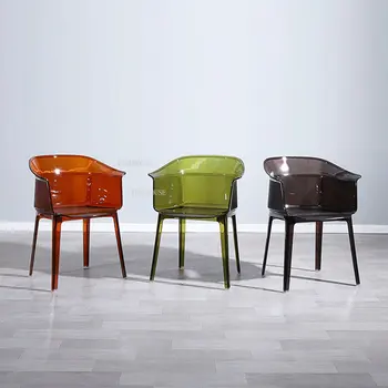 Креативные пластиковые стулья для гостиной с пластиковой спинкой, домашнее уличное кресло, обеденный стул из прозрачного хрусталя, скандинавская мебель для дома