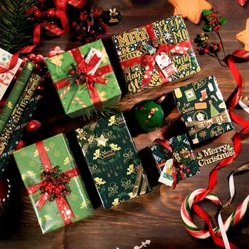Комплект Рождественской оберточной бумаги Красочная праздничная оберточная бумага для празднования Рождества Оберточная бумага для Рождественской подарочной коробки