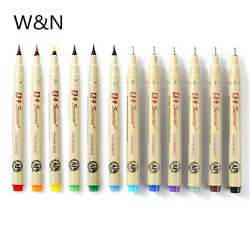 12 Цветов художественных маркеров Мягкая кисть Игольчатые ручки для рисования, маркеры для каллиграфии, школьные принадлежности для творчества Kawaii, Стационарные