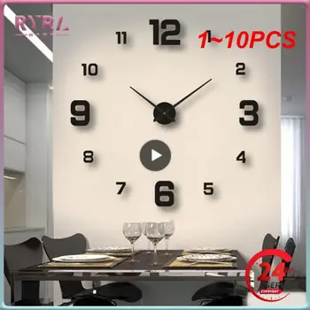 1-10 шт. Светящиеся настенные часы Бескаркасные акриловые цифровые часы 