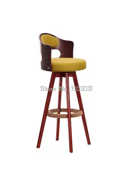 Стул из массива дерева, барный стул, скандинавская стойка, современная простая бытовая вращающаяся спинка, барный стул на стойке регистрации, удобный стул для бара
