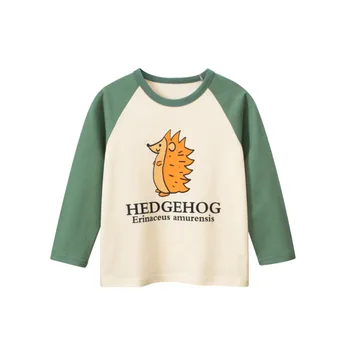 Детская одежда 2023 года, Осенняя детская хлопковая футболка с длинными рукавами и круглым вырезом, хлопковые топы, одежда для мальчиков с героями мультфильмов