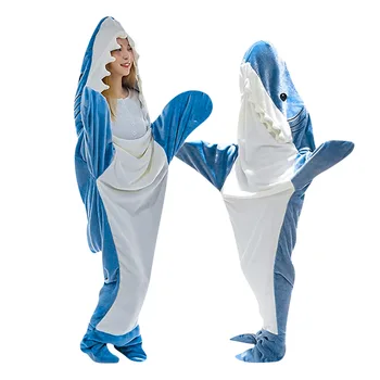 Мягкое теплое одеяло Shark для взрослых с капюшоном и свободным комбинезоном