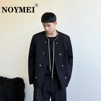 NOYMEI Двубортный короткий пиджак в китайском стиле, мужское пальто с круглым вырезом, осенний универсальный блейзер на шнурке WA2527