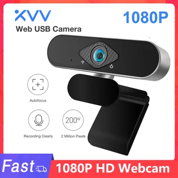 Xiaovv Веб-камера 1080P с микрофоном 150 ° Широкоугольная цифровая веб-камера USB HD для портативного компьютера, масштабирование веб-трансляции YouTube