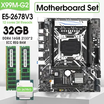 SZMZ X99 Комплект материнской платы Xeon E5 2678 V3 LGA2011-3 Процессор 32 ГБ 2133 МГц (2 * 16G) Оперативная память ddr4 RECC Память Nvme Комбинация