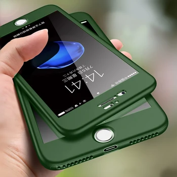 360 Полноразмерный Чехол Для Телефона iPhone 13 11 12 Pro Max X XS XR SE 2020 6S 7 8 Plus 5 Жесткий Защитный Чехол Для ПК С Закаленным Стеклом