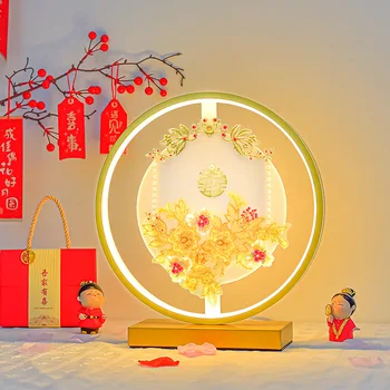 Китайская Традиционная свадьба с Наилучшими Пожеланиями Декоративная настольная лампа Дракон Феникс Красного цвета Светодиодный ночник