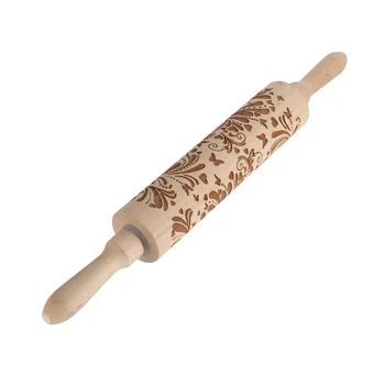 Деревянная скалка для тиснения, легко моющийся и удобный в использовании инструмент, подходящий для различных форм выпечки RERI889