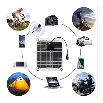 10 Вт Двухсторонняя солнечная панель для производства электроэнергии, монокристаллический кремний, USB-зарядка для мобильного телефона, солнечная панель