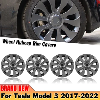 Серый 18-дюймовый колпак колеса автомобиля Крышка обода Крышка ступицы Автомобильная деталь Стиль Whirlwind для Tesla модель 3 2017-2023