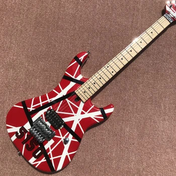 Модернизированная электрогитара Edward Van Halen 5150 White Stripe Red, Тремоло-бридж Floyd Rose, Гриф и накладка из Клена