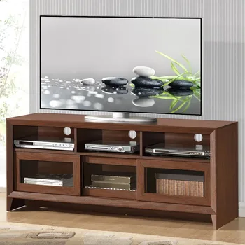 Современная подставка для телевизора 55 дюймов для телевизоров до 65 дюймов с ящиком для хранения, Hickory (RTA-8811-HKY)