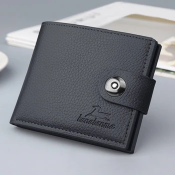 Мужской кошелек с мягкой кожаной пряжкой, короткий кошелек, держатель для кредитных карт, портмоне для мужчин, зажим для денег, Маленькая сумка