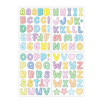 4 Листа алфавита-наклейки, наклейки с мультяшными буквами, Алфавит-наклейки для карты 24BB