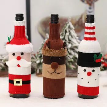 Милый рождественский свитер Санта-Клауса, чехол для винной бутылки, свитер ручной работы для винных бутылок, рождественские украшения, принадлежности для вечеринок navidad