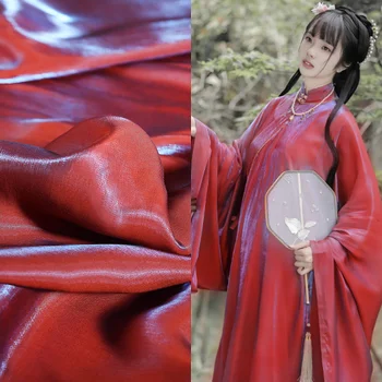Двухцветная красно-синяя ткань с лазерным градиентом, сделай сам, Гладкая юбка Hanfu, куртка, модный дизайнер для пошива, Ткань оптом