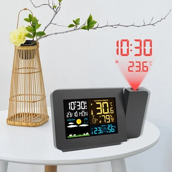 Метеостанция в помещении и на улице, Повтор с проекцией времени, Цифровой будильник, светодиодные настольные часы, Температура и влажность