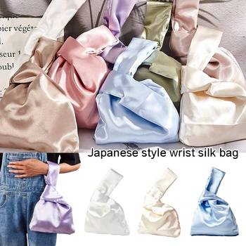 Женская сумка на запястье в японском стиле, винтажная шелковая сумка-тоут, женская тканевая художественная сумка на запястье, кошелек для монет, сумка для ключей, сумка для телефона для девочек