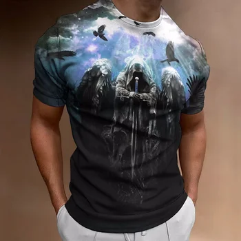 Винтажная мужская футболка с рисунком черепа, забавная футболка с 3D-печатью, модная футболка с коротким рукавом в стиле панк харадзюку