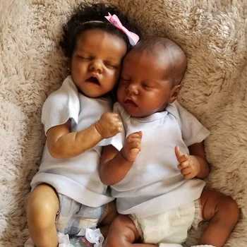 FBBD 43 СМ Кукла-Реборн Twin Темнокожие Африканские Черные Куклы Ручной Работы, Реалистичные Новорожденные Игрушки Bebe Reborn для девочек