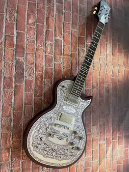 Персонализированная гитара, классический дизайн пластинки, розовый гриф, элитный пикап, гитара премиум-класса