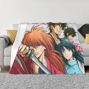 Одеяла Rurouni Kenshin Manga из кораллового флиса, плюшевые украшения, постельное белье для спальни, покрывало для дивана