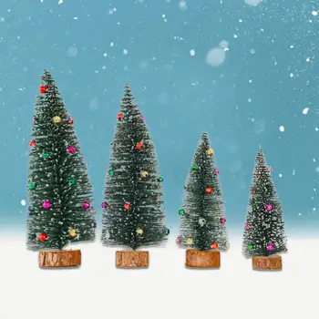 Мини-Рождественская елка с деревянным основанием, Праздничное украшение, Рождественская Елка, Украшение домашнего стола, Новогодний подарок