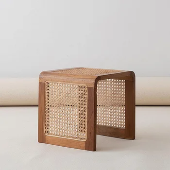 Деревянный ротанговый Маленький квадратный столик, журнальный столик в японском минималистичном стиле, столик из ясеня, приставной столик 2022, Новая мебель для дропшиппинга