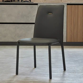 Кожаное обеденное кресло, Легкий Роскошный минималистичный обеденный стол, обеденный стул для небольшой квартиры, домашнего ресторана
