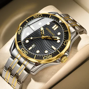 Модные мужские часы с волнистым рисунком, высококачественные немеханические светящиеся водонепроницаемые часы, спортивные деловые мужские кварцевые наручные часы