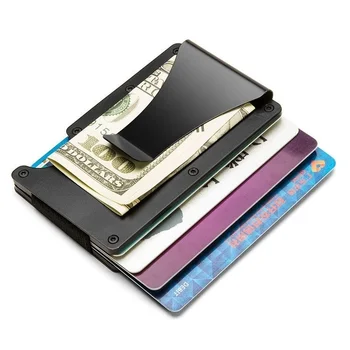 Металлический мужской противоугонный держатель кредитной карты, визитница, женский портативный минималистичный алюминиевый кошелек с зажимом для денег