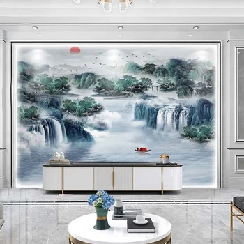 Пользовательские 3D Фотообои Китайская Художественная концепция Пейзаж Тушью Фреска для гостиной Диван ТВ Фон Обои для домашнего декора