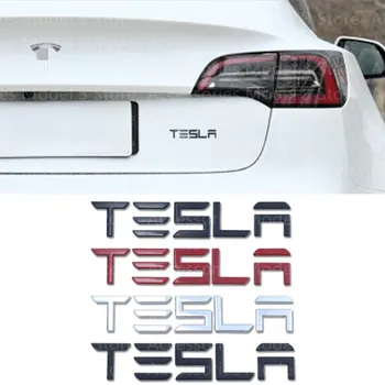 Металлические автомобильные наклейки с 3D логотипом Tesla для модели 3 S X Y Для стайлинга автомобилей, Наклейка на багажник, Наклейка с буквами, Наклейка Tesla Model Y 2023 Аксессуары