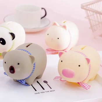 Pig/ Cat/ Koala/ Panda Korea Creativity Cartoon Anti-fall Plastic Piggy Bank Child Lovely Doll Coin Money Bank копилка для денег
