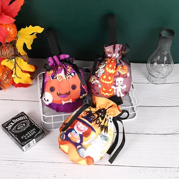 3 шт., сумки для конфет на Хэллоуин, сумка для угощений из тыквы на шнурке, сумка-тоут, сумка-тоут для угощений