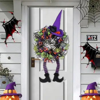 Прочные и долговечные украшения Жуткий венок на Хэллоуин Прочная дверная гирлянда на ножках ведьмы для праздничного украшения дома Happy Party