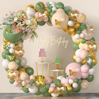 Набор для арки с гирляндой из воздушных шаров цвета авокадо, декор для свадьбы, Дня рождения, Детский Золотой шар на День рождения, детский душ, Латексный шар с конфетти.