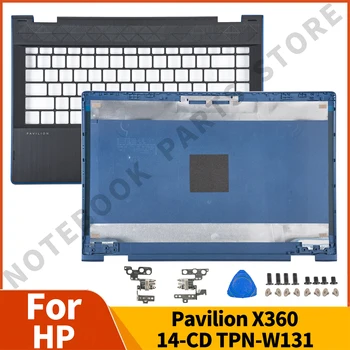 Новые запчасти для ноутбука HP Pavilion X360 14-CD TPN-W131 Задняя крышка с ЖК-дисплеем, верхний корпус, петли для упора для рук, замена синего цвета