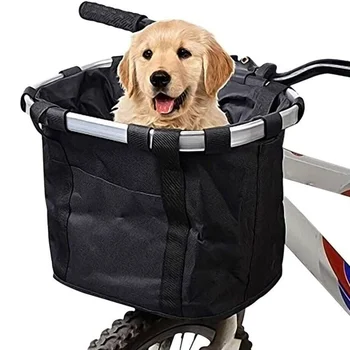Передняя корзина велосипеда Быстросъемная трубка для руля для маленьких домашних собак MTB, подвесная Складывающаяся Багажная сумка, аксессуары для велоспорта с нагрузкой 5 кг