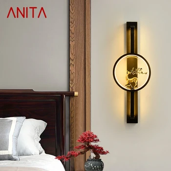 Настенный светильник ANITA Brass LED, современное Роскошное бра, Внутреннее Убранство дома, Прикроватная Тумбочка для спальни, Гостиная, Коридорное освещение