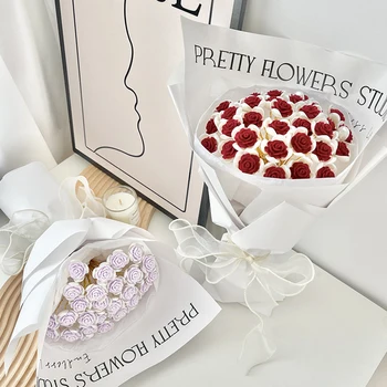 Букет роз ручной работы, упаковка из цветочного материала, Розы для букетов, Свадебные букеты для невесты, домашний подарок для подруги