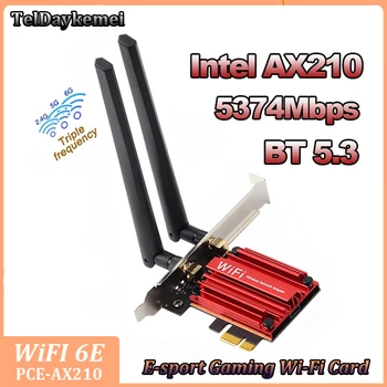 WIFI 6E Bluetooth 5,3 для Intel AX210 PCIE Wifi Адаптер 5374 Мбит/с Трехдиапазонный Беспроводной WiFi 6 Сетевая Карта Windows 10 11 для ПК