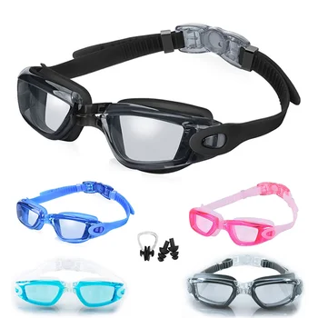 Очки для плавания для взрослых, очки для плавания с защитой от запотевания и ультрафиолета, линзы для ПК, Водонепроницаемые Регулируемые Мужские Женские Силиконовые очки для плавания в бассейне