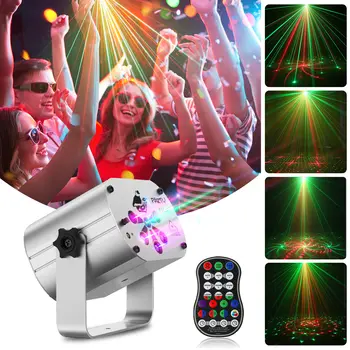 USB Перезаряжаемый RG Laser + RGB + UV LED 6-луночный Световой Сценический Эффект Освещения Пульт Дистанционного Управления Автоматическим Управлением Звуком для DJ Club Party