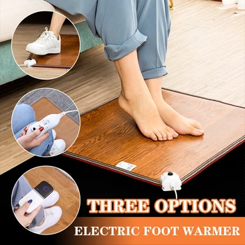 Более теплый Регулируемый кожаный обогреватель для ног, Согревающий ковер, Домашние инструменты для ног, Офисный коврик с электрическим нагревательным термостатом