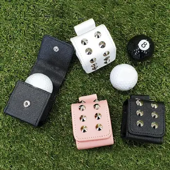 2023 Сумка для мяча для гольфа из искусственной кожи с заклепками, мини-сумка для мяча для гольфа, карман для хранения, защитный чехол, поясные сумки, спортивные аксессуары для гольфа